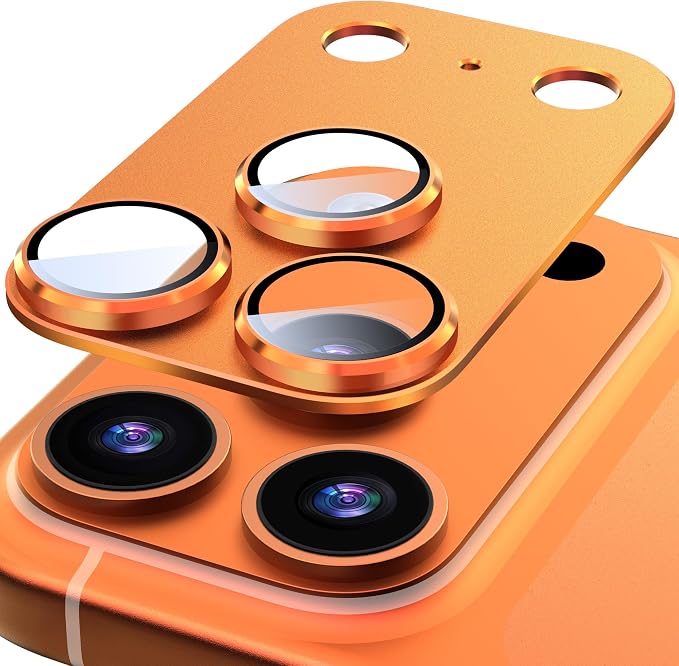 Suoman for iPhone 17 Pro Camera Lens Protector-Orange | [All-in-one Frosted] [Strong-Adhesion] Metal Frame Tempered Glass Camera Lens Cover by Suoman
