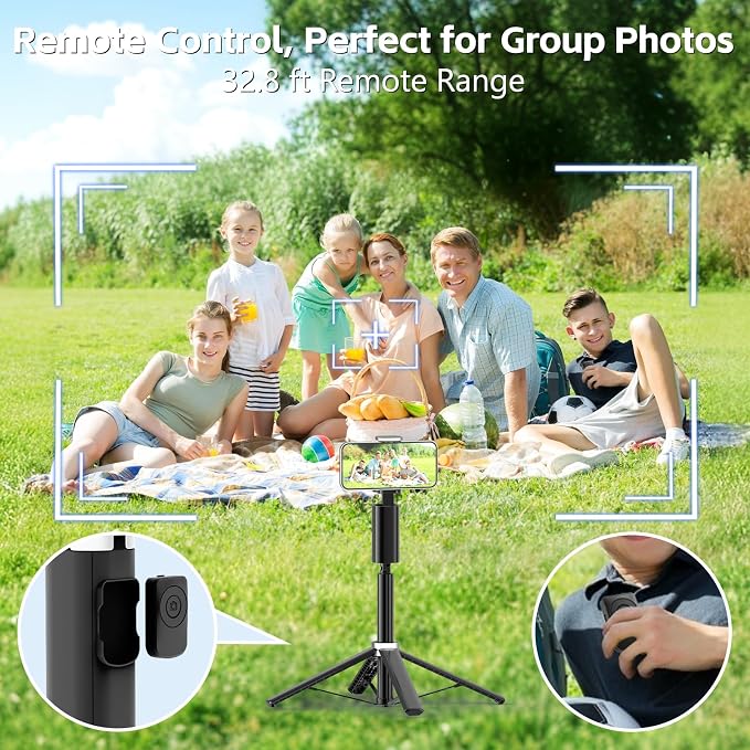 Auto Face Tracking Tripod for iPhone, Android & Camera, 60" Extendable Selfie Stick Tripod with Light and Remote, No App, 360° Rotation Phone Holder for TikTok, YouTube, Vlog, Live Streaming - Image 7