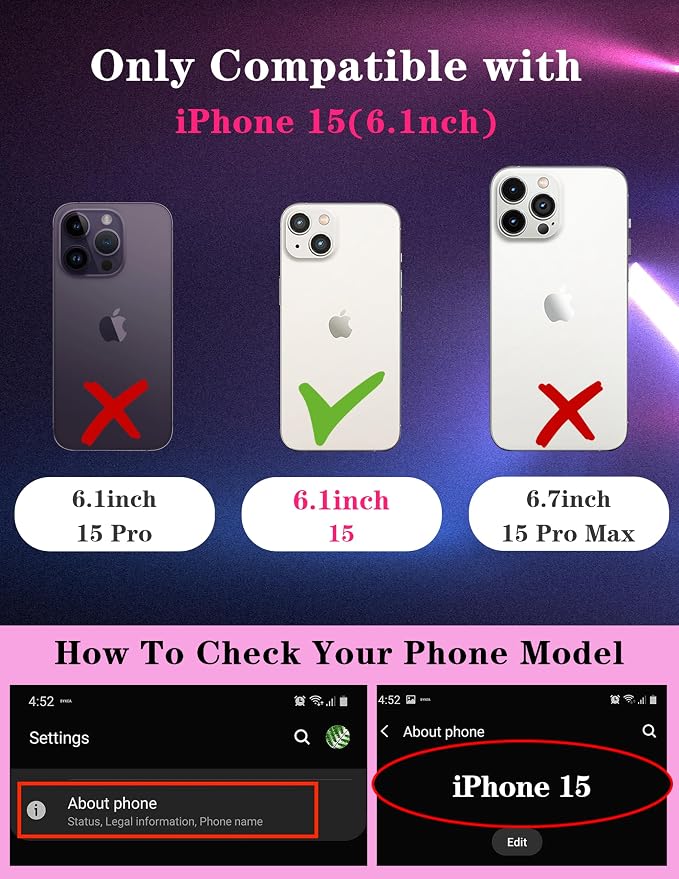 (2in1 for iPhone 15 Case Sun and Moon Women Cute Phone Cover Girly Stars Pretty Cool Space Unique Aesthetic Design with Slide Camera Cover Protective Stand Holder for iPhone 15 Cases 6.1'' - Image 2
