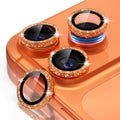 Misea Camera Lens Protector for iPhone 17 Pro Max/17 Pro, Orange Glitter | Bling Upgraded Look, 9H Tempered Glass Individual Metal Camera Cover, Anti-Scratch, for iPhone 17/16/15/14 Pro Max/Pro by Misea
