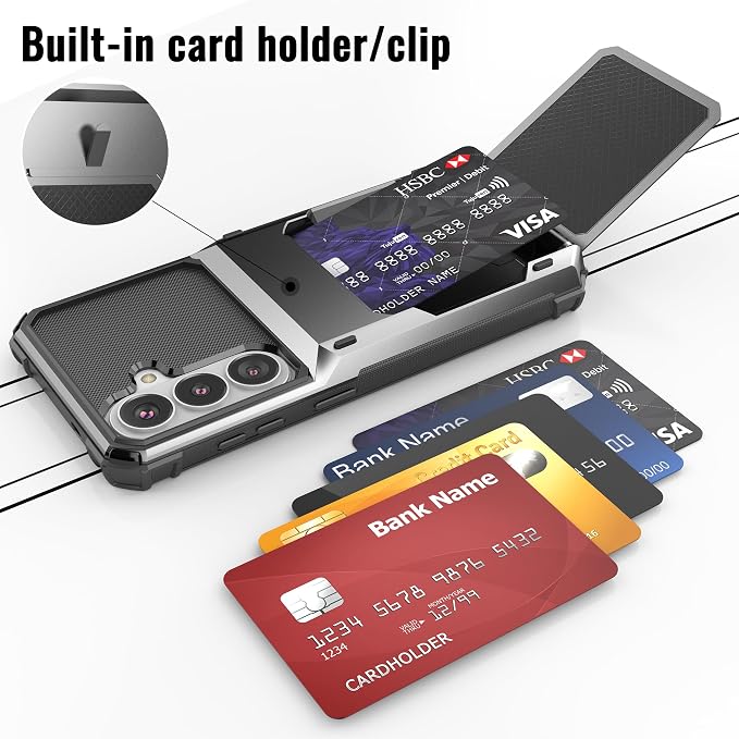Foluu Wallet Case for Samsung Galaxy S26 with Card Holder, 5 Credit Hidden Card Slot Flip Cover Dual Layer Protective Hard PC Back & Soft TPU Bumper - Stylish Case for Galaxy S26 2026 (Gray) - Image 6