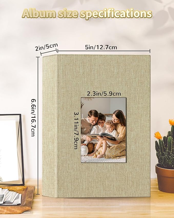 Artfeel Photo Album 4x6 with 100 Pockets,Slip-in Picture Albums,Linen Cover Memory Book with Front Window,White Page Vertical Photo Book for Wedding,Family,Anniversare,Baby,Vacation - Image 3