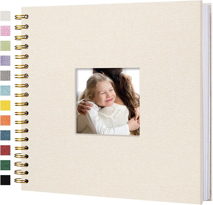 10"x10" Scrapbook Photo Album Linen Cover 40 Sheets 80 Pages White Paper | Beige Hardcover Kraft White Pages Memory Book, for Travel Wedding Guest Book Christmas Baby Fits 4x6 & Instant Photos by Hiwhy