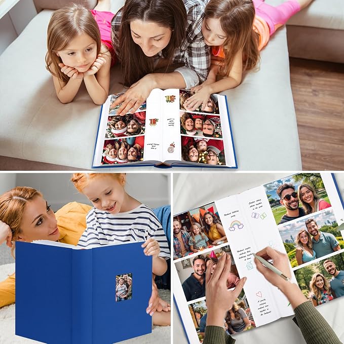 450 Pocket 4x6 Photo Album with Writing Space, Linen Cover, Blue | Large Capacity, 4x6 Album Book, with Memo for Family, Wedding Baby, Travel Memories Graduation Pictures - Image 7