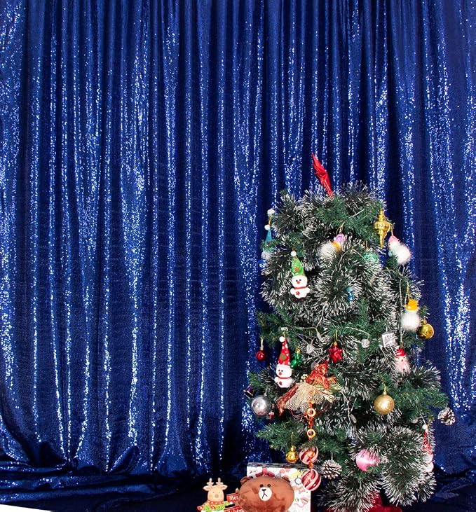 SquarePie 20x10ft Navy Blue Sequin Backdrop, High Density Non-Transparent Glitter Curtain for Photography, Birthday, Wedding Party Decorations, Thick Solid Background with 4" Rod Pocket, 1 Panel - Image 9