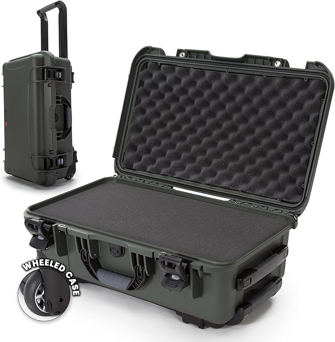 NANUK 935 Hard Case with Cubed Foam for Camera & Lenses – Waterproof Protective Equipment Case with Wheels, 22” x 14” x 9” – Dustproof and Impact Resistant, Carry-On Approved for Most Airlines – Olive | 22” x 14” x 9”, Protects Photography Equipment, E... by NANUK
