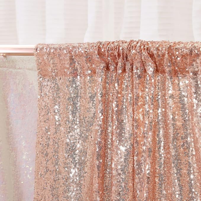 Poise3EHome Rose Gold Sequin Backdrop, 20Ft x 10Ft Glitter Photography Background Curtains for Party Baby Shower Wedding Birthday Christmas Thanksgiving Halloween Decoration - Image 4