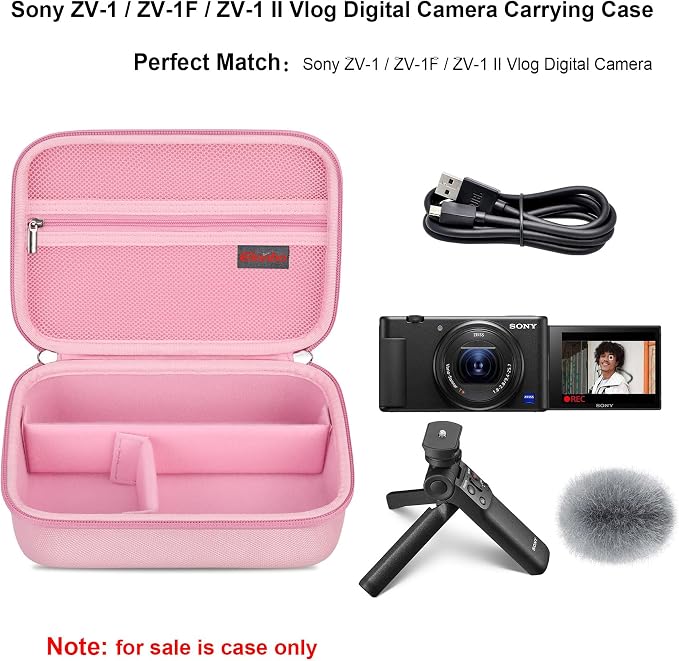 Elonbo Carrying Case for Sony ZV-1F / ZV-1 / ZV-1 II Digital Camera, Black | Sony ZV 1F Vlogging Camera Hard Travel Protective Bag, Vlogger Accessory Kit Tripod Microphone Grip Organizer Holder - Image 2