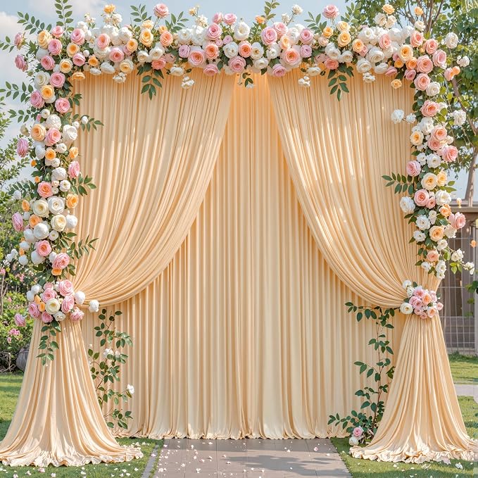 Dark Champagne Backdrop Curtain for Parties Wedding Baby Shower Wrinkle Free Photo Curtains Backdrop Drapes Fabric Decoration for Bridal Shower 5ft x 7ft,2 Panels - Image 2