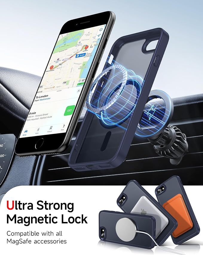 LeYi for iPhone SE Case/iPhone-8/7 Blue with[ Screen Protector X2+ Camera Cover X2] i Phone SE3 2022/ SE2 2020 Cases for MagSafe Magnetic Protective Slim Women Men Funda para iPhone8/7/SE, Navy Blue - Image 4