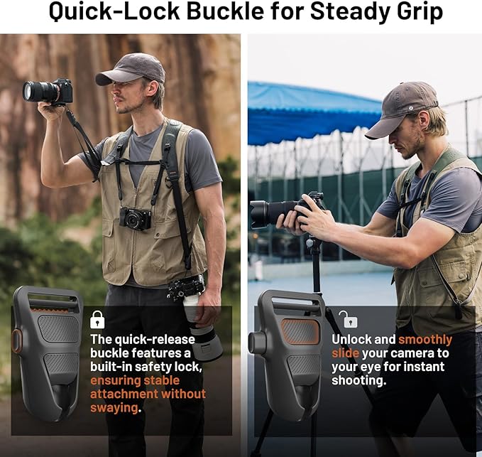 PGYTECH Camera Strap Master, Dual Camera Harness for 3 Cameras, Adjustable | Quick Release Double Harness for DSLR/SLR/Binocular, 60mm Leather Shoulder Pad, Design for Outdoor/Wildlife/Adventure, Green - Image 5