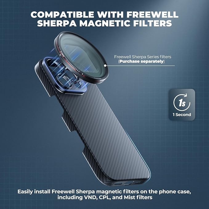 FREEWELL Pro Filmmaker Case for iPhone 16 Pro Max - 17mm Lens & Magnetic Filter Mount Black - Image 2