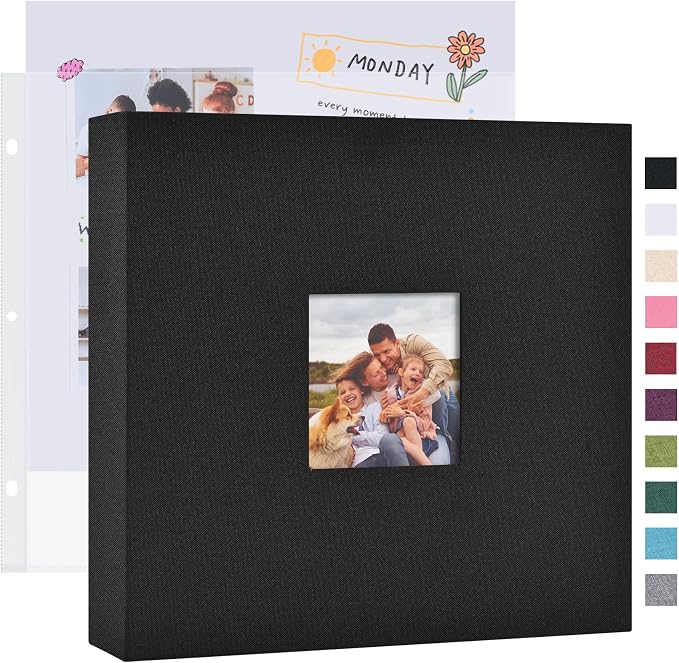Mublalbum 12x12 Inch 3 Ring DIY Scrapbook Photo Album 40 Pages, Black | 3 Ring Binder Scrapbook, Linen Cover, 20 Plastic Sleeves 40 Pages, Memory Book for Wedding, Baby, Family, DIY Projects by Mublalbum