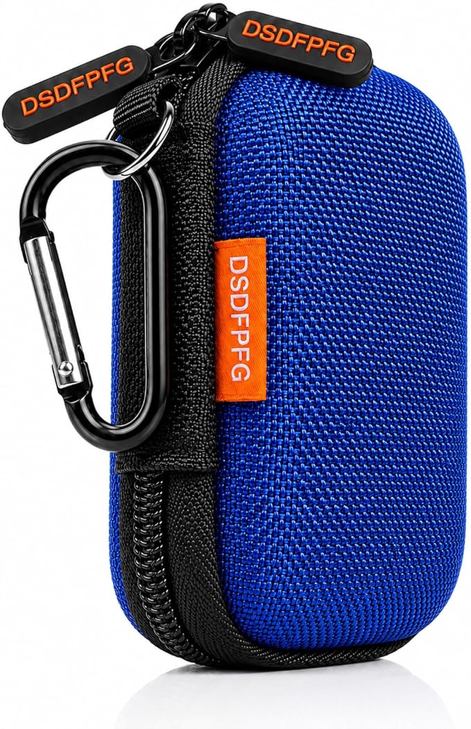 Mini Earbud Case, Small Hard Shell EVA Rectangle Carrying Zipper Tech Pouch | Blue for Apple Airpods, Earpods, Galaxy Buds, Wired Wireless Earbuds, Earplugs, IEMs, Flash Drive, USB Cable, Memory Card by CoolteeProvider
