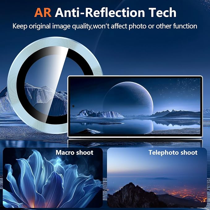 for Samsung Galaxy Z Fold 8 Ultra Camera Lens Protector, Individual Metal Ring Tempered Glass Lens Cover, [Strong Adsorption] Scratch Resistant Ultra-Thin HD Clear Lens Cover, 1 Set-Blue - Image 3