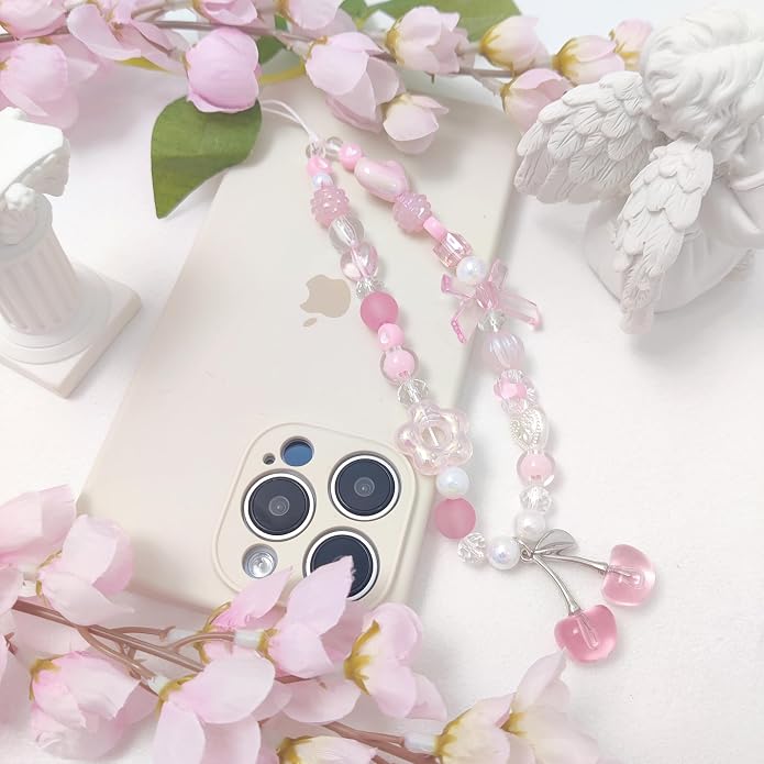 cioatu Phone Charms Cute Cherry Butterfly Cell Phone Lanyard Strap Wrist Strap for Bag Airpods Camera Pendants Decor - Image 3