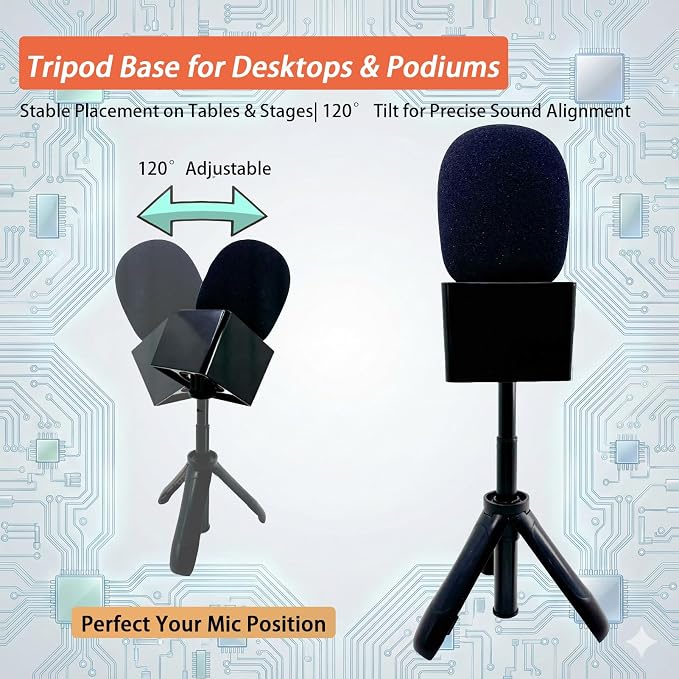Mic Holder Stand for DJI Mic Mini2/Mini/3/2 RODE Wireless Microphone Desk Desktop Tripod & Handheld Interview Adapter, 2in1 Tabletop Telescopic Handle with Mic Flag for Vlog Podcast - Image 7