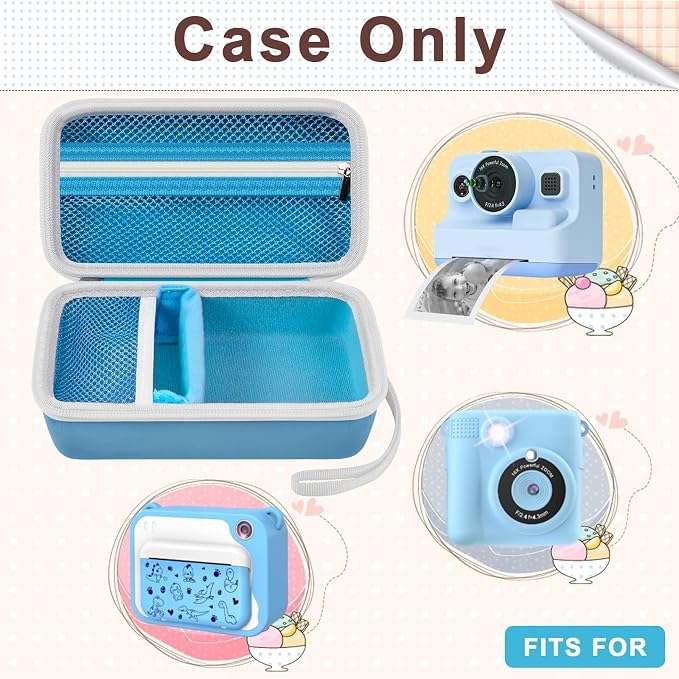 Kids Instant Print Camera Case for DYLANTO for ESOXOFFORE Cameras | Portable Digital Camera Case Organizer for ETIKEZ for YTETCN for DUDUDRAGON with Pocket for Accessories (Box Only)-Blue - Image 2