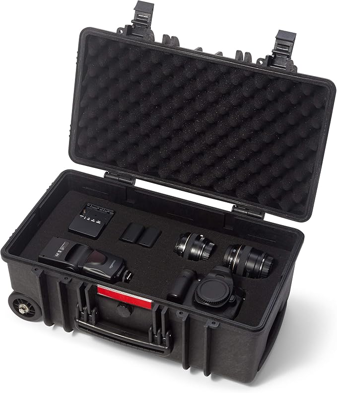 Amazon Basics Hard Protective Camera Case with Wheels, Large, Black, 22"L x 14"W x 9.8"H - Image 5