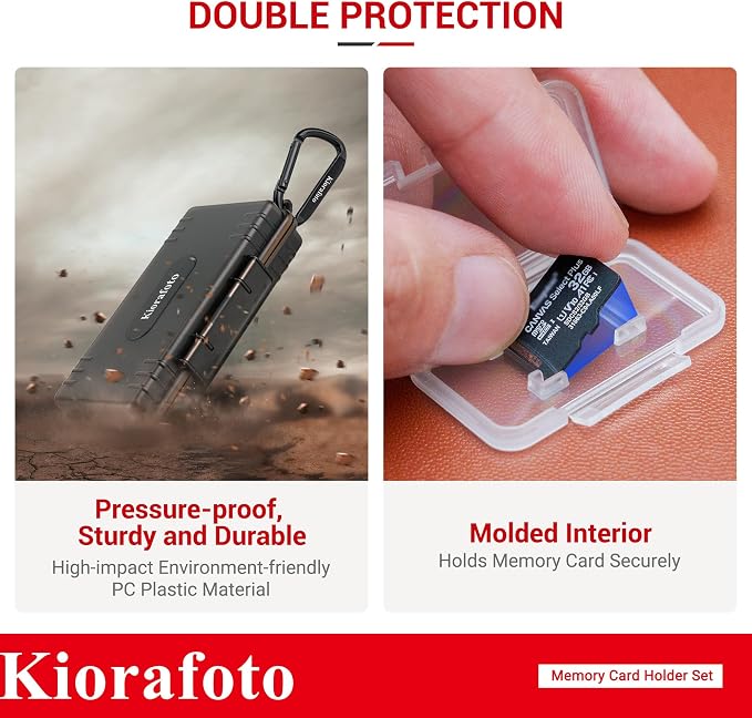 Dual Protect Micro SD Card Case with 54 PCS Clear Memory Card Holders | Water-Resistant Anti-Shock,with Labels & Carabiner,MicroSD MicroSDHC MicroSDXC Card Carrying Case,for 54 TF MSD Cards Storage - Image 3