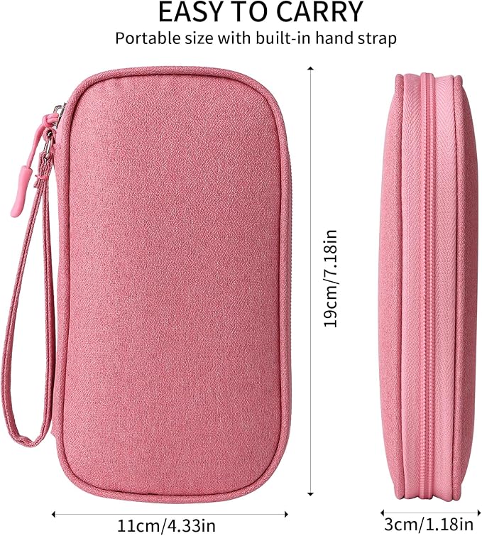 Pink Universal Cable Organizer - Electronics Accessories Bag for Charger, Phone, Memory Card & Travel Gadgets - Image 2