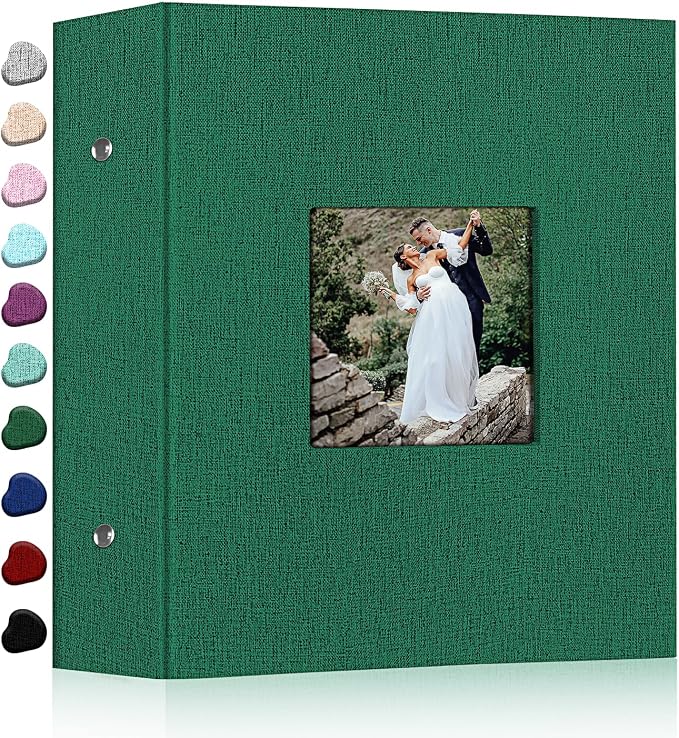Ejblfe Photo Album 4x6,Linen Cover Slide-in Photo Album Book Can Holds 1000 4x6 Photos with 100 Black Sheets for Family,Wedding,Baby and Holiday Pictures (Dark Green) by EJBLFEPremiumPhotoAlbums