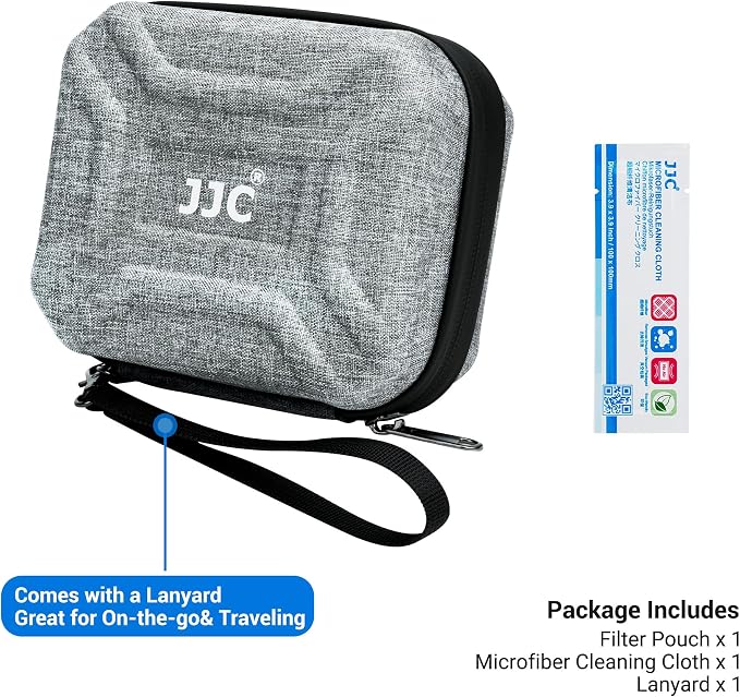 JJC Durable Lens Filter Pouch Case for 10 Circular ND UV Filters up to 95mm | Photography Filter Wallet Holds up to 10 Filters, Water-Resistant EVA Exterior with Zipper Closure, Includes Wrist Lanyard - Image 9