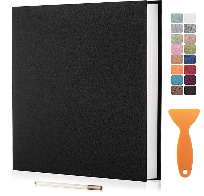 Large Photo Album Self Adhesive Scrapbook Album for 4×6 5×7 8×10 Pictures DIY Magnetic Linen Cover Album 40 Pages for Family Wedding Gifts with Metal Pen and Plastic by HenPisen