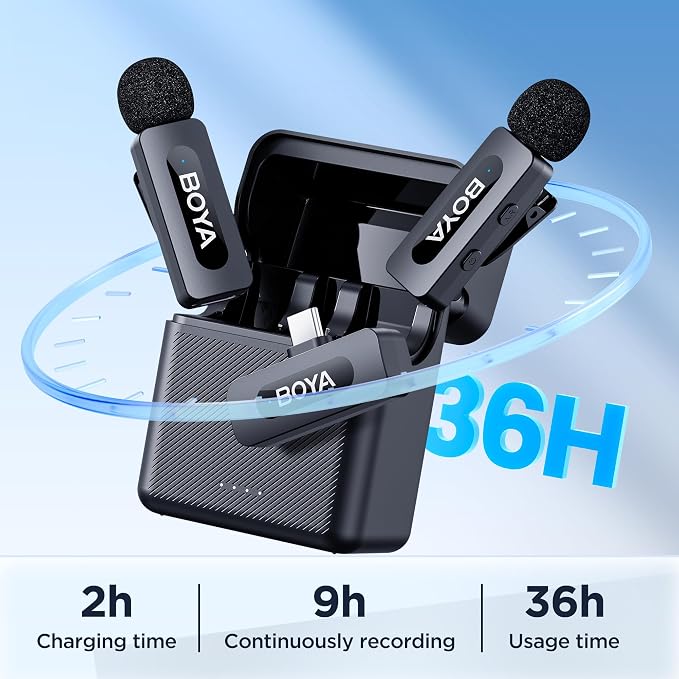 BOYA BY-V30 Wireless Lavalier Microphone,USB Type-C Mini Laple Mics for iPhone16,Android Smartphone,36H Battery,Noise Reduction,328FT Range Clip-on Condenser Mic for YouTube Interview TikTok - Image 3