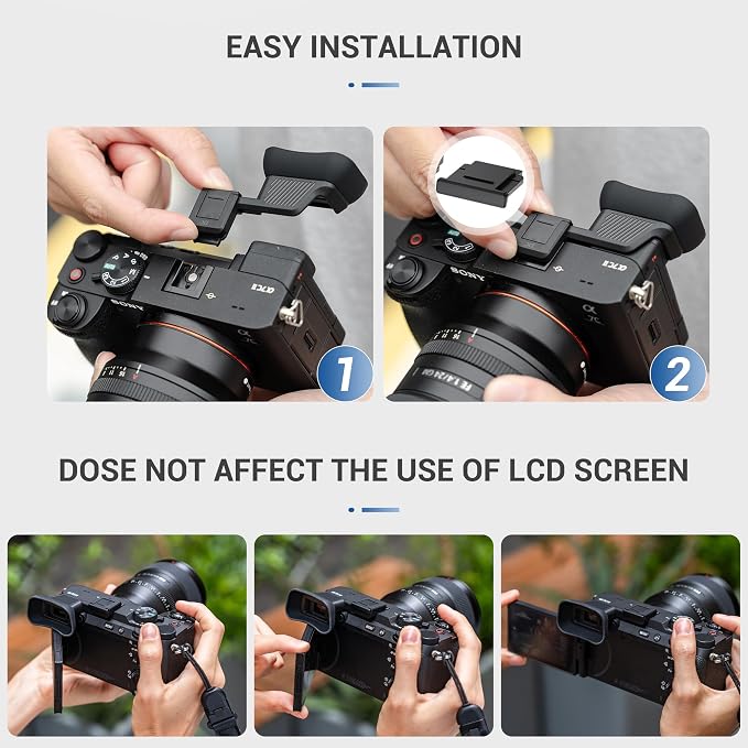 Upgraded A7C II A7CR Eyecup Eye Cup with Hot Shoe Cover, Soft Silicon Extended Viewfinder Eyepiece for Sony Alpha 7CII 7C R 7C II (Not Fits A7C) with Built-in Cold Shoe Mount for LED lights Microphone - Image 3