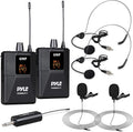 Pyle Dual UHF Microphone System - Portable Professional Cordless Microphone Set Wireless Mic Kit w/Headset / Lavalier Mic, Beltpack Transmitter, Receiver - Karaoke & Conference - Pyle PDWMU211,Black by PyleUSA