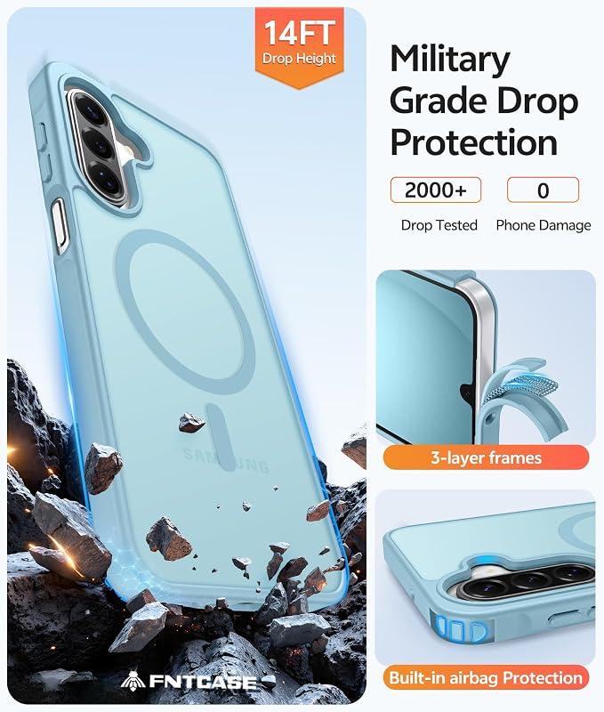 FNTCASE for Galaxy A17/A16 5G Phone Case, Fit for Magsafe, Screen Protector | Translucent Matte, 14FT Military Grade Drop Protection, Slim Shockproof Protective, for Samsung A 17 A 16 Cover, Teal - Image 5