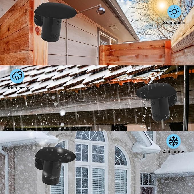2Pack Sun Rain Shade Cover Compatible with Ring Outdoor Cam Plus,Weatherproof Camera Protective Shield for Resistant UV, Anti Glare,Easy to Install (Black) - Image 6