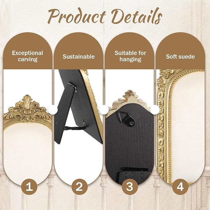 2PCS Vintage Jewelry Display Stand Set Baroque Gold Resin Photo Frame - Image 5