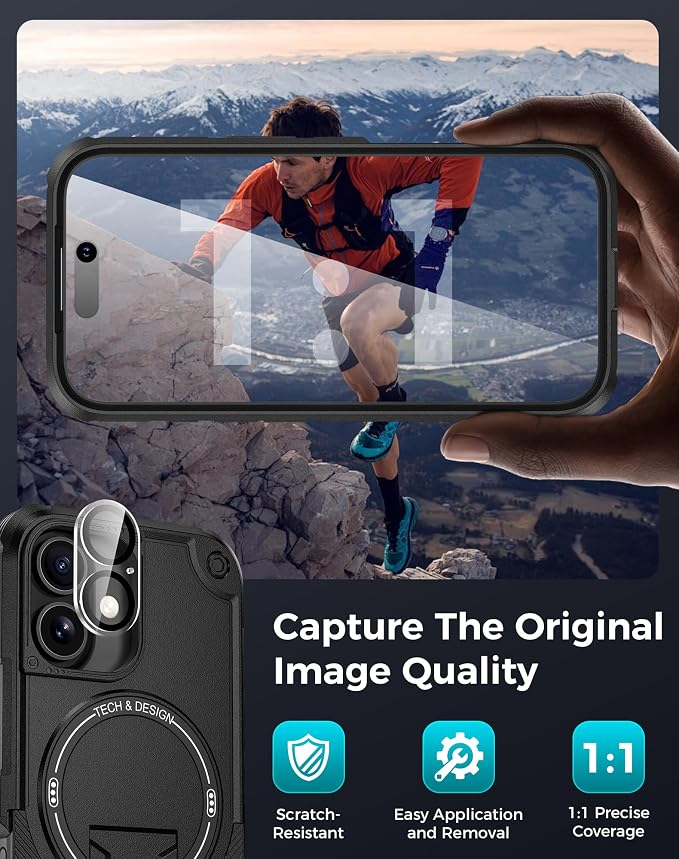 Goton 3 in 1 for iPhone 16 Plus Case with Privacy Screen Protector Black | Glass Camera Lens Protector,Compatible for MagSafe,Invisible Kickstand, Shockproof Phone Cover for iPhone16 Plus - Image 7