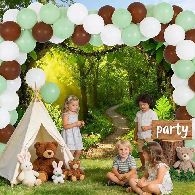 Enchanted Forest Photography Backdrop, Green, Nature Theme, 7x5FT | Jungle Background, Sunlight Woodland Path, Vinyl, for Outdoor Portrait Photoshoot, Party Decor, Photo Booth Prop - Image 2
