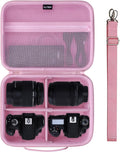 Medium Camera Case Bag for Canon/Sony/Nikon Camera and Multiple Lens Pink | Hard Travel Carrying Case Bag for Canon/Sony/Nikon DSLR SLR Mirrorless Camera and Multiple Lens with 3 Dividers by LTGEM