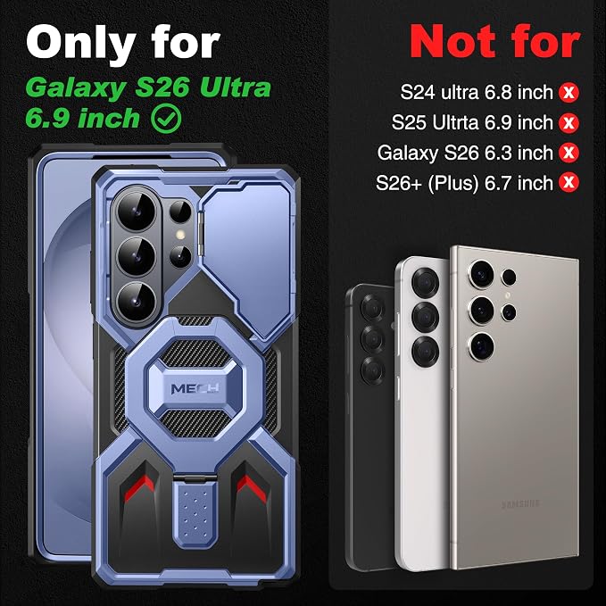 TONGATE Magnetic Stand for Samsung Galaxy S26 Ultra Case, Compatible with Magsafe, [Camera Cover & 2 Front Frames][Drop Protection] S26 Ultra Case Built-in Screen Protector & Belt Clip, Blue - Image 2