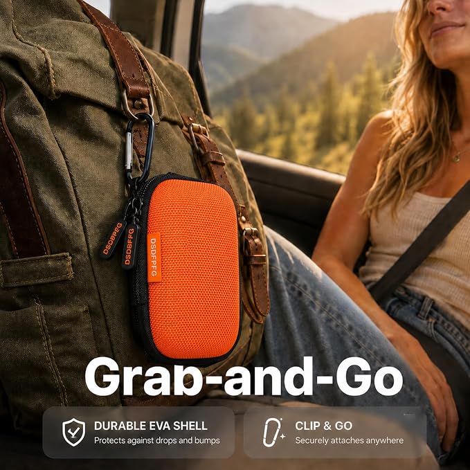 Orange Mini Small Hard Earbud Case, Portable Rectangle Carrying Pouch | Pocket-Size, Universal for Airpods, Earpods, Galaxy Buds, Wired and Wireless Earbuds, Earplugs, IEMs, USB Cable, Flash Drive - Image 8