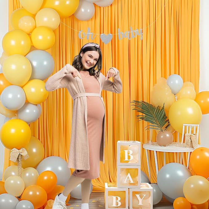 10x10 Marigold Backdrop Curtain for Parties Wrinkle Free Orange Photo Curtains Backdrop Drapes Fabric Decoration for Wedding Birthday Party Baby Shower 5ft x 10ft,2 Panels - Image 5