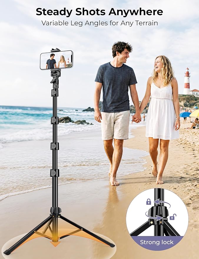 Phone Tripod Stand, 81" Tall Cellphone Tripod for iPhone with Gooseneck | Flexible Portable Phone Stand for Recording with Remote, Compatible with iPhone 17 16 15 Pro Android Camera - Image 4