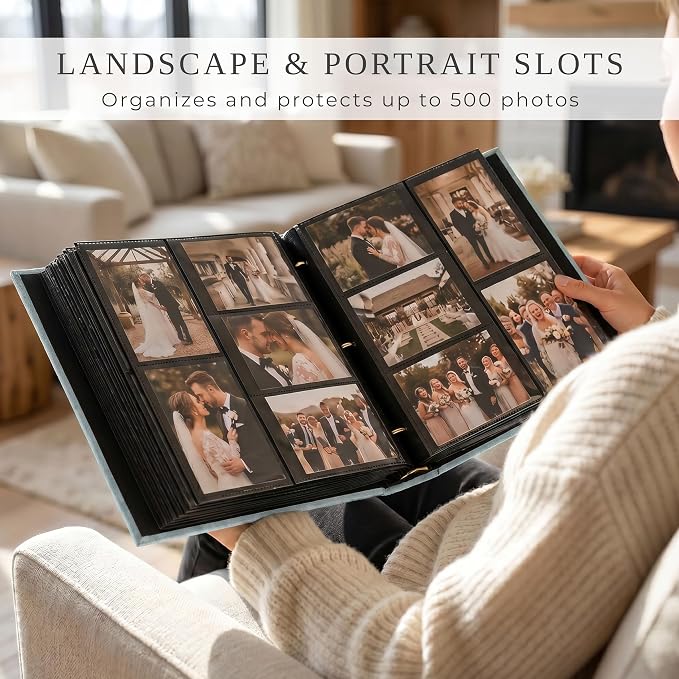 Beautiful Linen Photo Album For 4x6 Photos - Holds Up To 500 Pictures | Safely Stores Unique Memories - The Perfect Large Book for All Pictures of Treasured Family, Baby or Wedding Moments - Image 5