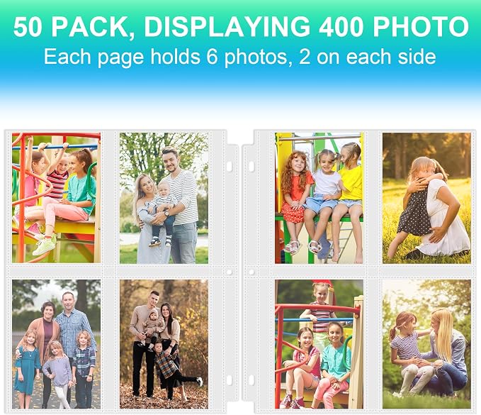 25 Pack 3.5 x 5 Photo Sleeves for 3 Ring Binder(400 Pictures) | Seed Storage Organizer Sleeves,Clear Sleeves for Seed Packet Storage, Seed Keeper, Seed Organizer Binder - Image 3