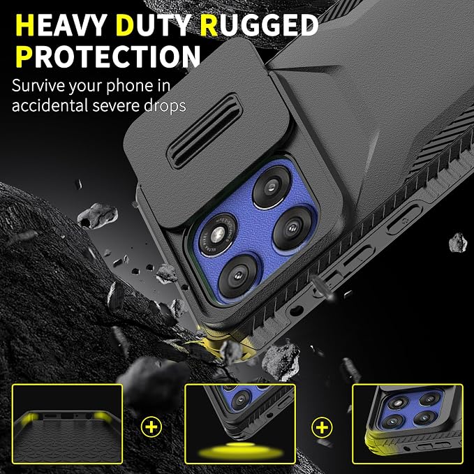 for Motorola G Stylus 5G 2025 Case with Built-in Slide Camera Cover & Screen Protector, [2 in 1] Heavy Duty Rugged Shockproof Protective Cover for Moto G Stylus 5G 2025(Black) - Image 3
