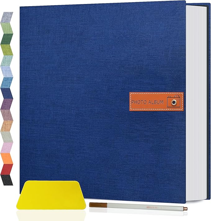 Popotop Large Photo Album Self Adhesive 4x6 5x7 8x10 Scrapbook Album DIY Picture Book,Gifts for Mom,Family Baby and Wedding,with Metal Pen and Plastic Board by Popotop