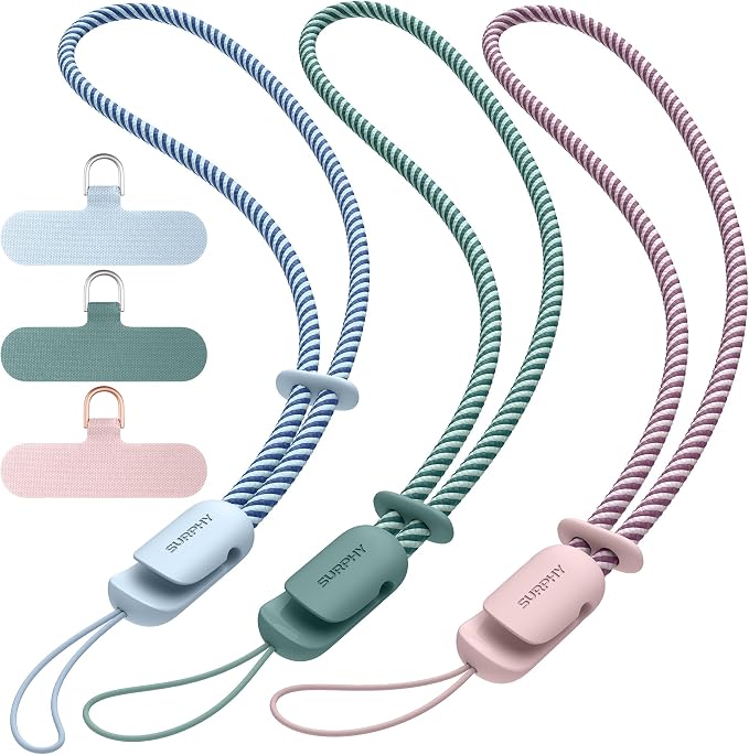 SURPHY 3 Pack Phone Wrist Strap, Phone Lanyard with Cellphone Tether Tab | Phone Strap Charm, Camera Wrist Strap with 2-Color Braided, Phone Wristlet, Wrist Lanyard for Case by SURPHY