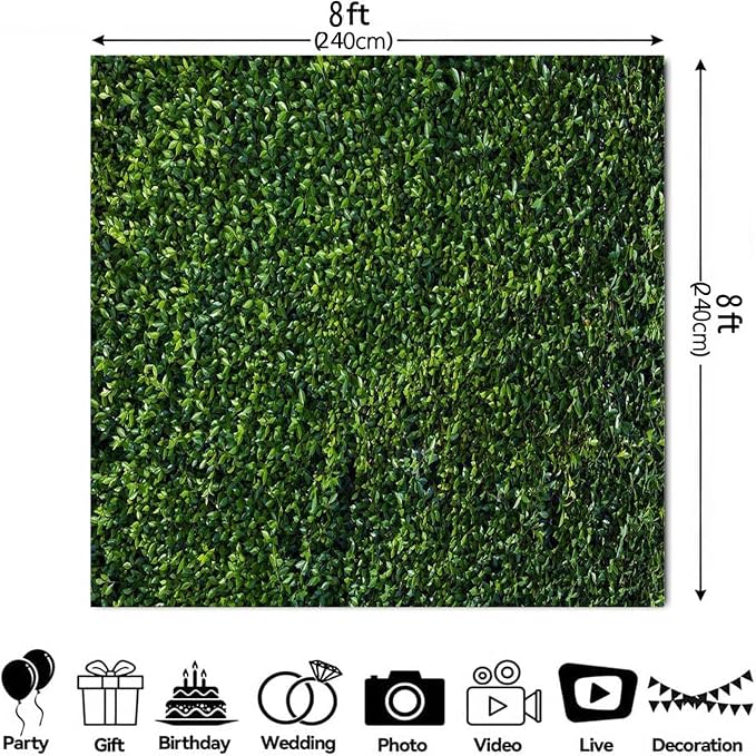 Nature Spring 3D Green Leaves Theme Photo Background Wedding Birthday Party Newborn Baby Shower Photography Backdrops Zoo Decor Shoot Props Bannner (8x8 FT) - Image 2
