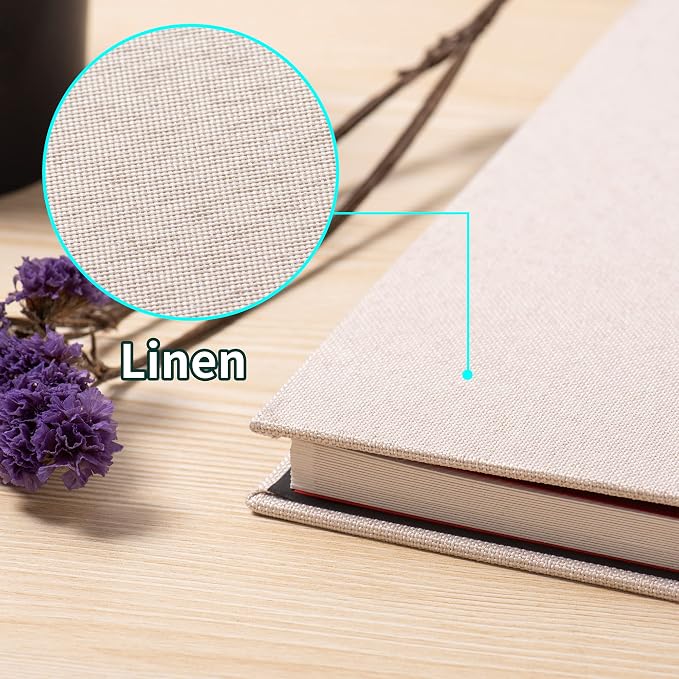 Large Photo Album Self Adhesive for 4x6 5x7 8x10 Pictures Magnetic Scrapbook Album 20 Sheets / 40 Pages Linen Cover DIY Photo Album with A Metallic Pen and and Plastic Board - Image 5