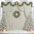 50 ft x 10 ft Wrinkle Free Beige Backdrop Curtain for Parties, 10 Panels 10ft Polyester Beige Photo Backdrop Drapes for Graduation Birthday Wedding Party Stage Curtains by Outpain
