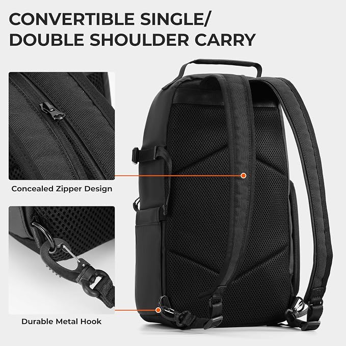 TARION 2-in-1 Camera Backpack & Shoulder Sling Bag Compact 9L Black TR-S | Dual Strap Convertible, Side Access, Waterproof Raincover, for Travel Photography, for DSLR SLR Mirrorless Cameras Drone - Image 2